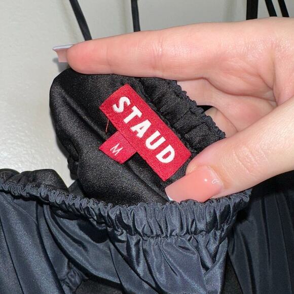 Staud Dome Halter Neck Cut Out Maxi Dress Tiered Skirt Black Size Medium - Picture 4 of 10